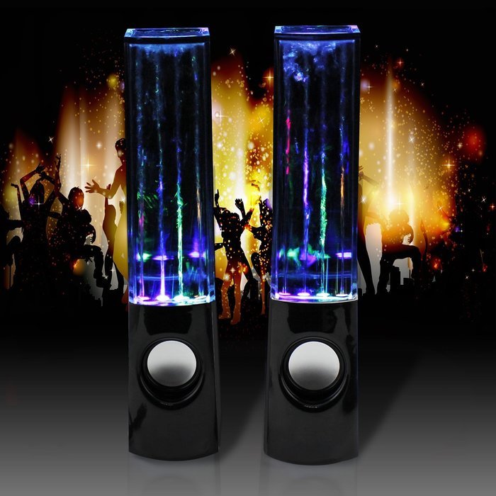 abcGOODefg&reg; LED Music Fountain Dancing Water Stereo Speakers Black With 4 Colour