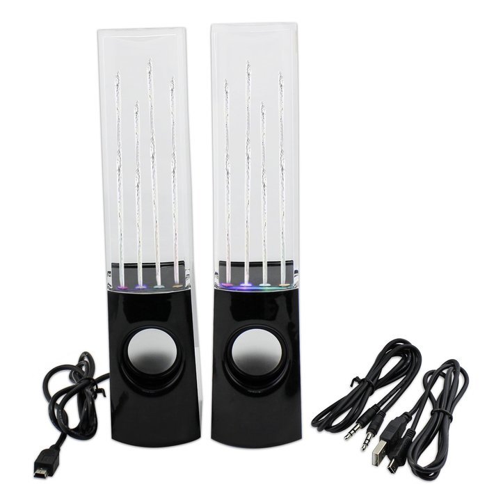 abcGOODefg&reg; LED Music Fountain Dancing Water Stereo Speakers Black With 4 Colour N4