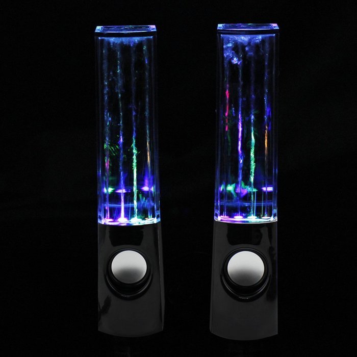 abcGOODefg&reg; LED Music Fountain Dancing Water Stereo Speakers Black With 4 Colour N5