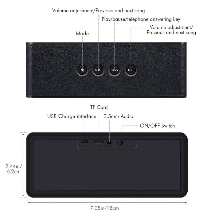 DBPOWER BX-900 10W Portable Wireless Bluetooth Speakers with Built-in Microphone N5