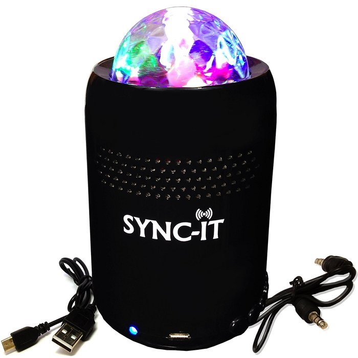 SYNC-IT Bluetooth Portable Wireless Party Speaker With Light Show - Full USB Connectivity - Multi-Colored LED...