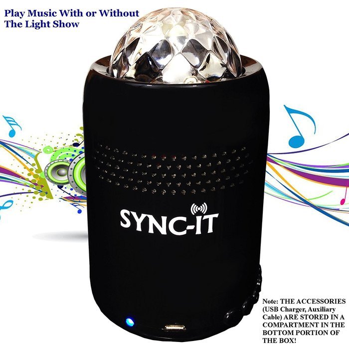 SYNC-IT Bluetooth Portable Wireless Party Speaker With Light Show - Full USB Connectivity - Multi-Colored LED... N2