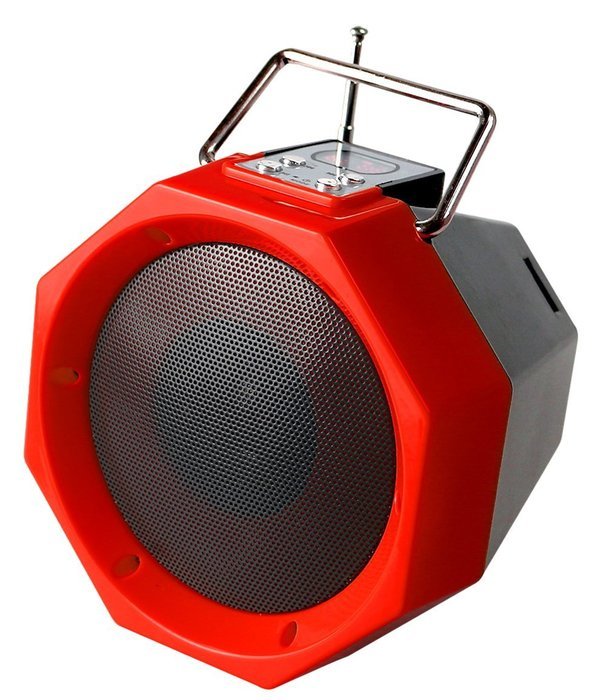 QFX BT-26RE/RED Portable Rechargeable Bluetooth Speaker (Red)