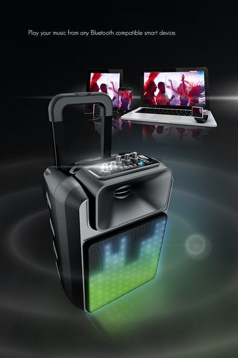 Sharper Image SBT1016BK Wireless Tailgate Party Speaker With LED light Show, Bluetooth And Aux-in N4