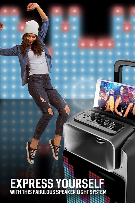 Sharper Image SBT1016BK Wireless Tailgate Party Speaker With LED light Show, Bluetooth And Aux-in N6