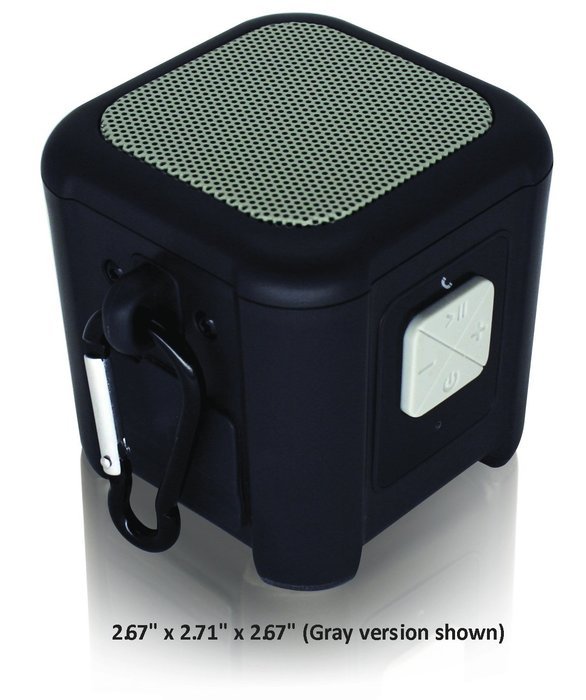 Riptide Outdoor Waterproof Bluetooth Speaker with Carabiner Loop (Gray)