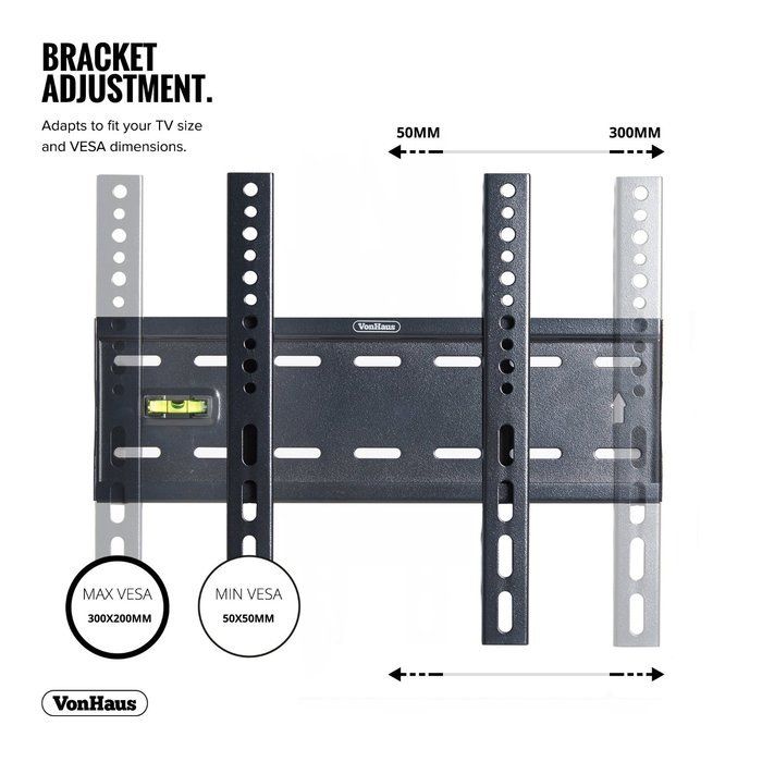 VonHaus Ultra Slim TV Wall Mount for 15-42 inch LCD LED 3D Plasma TVs Super Strong 88lbs Weight Capacity N4