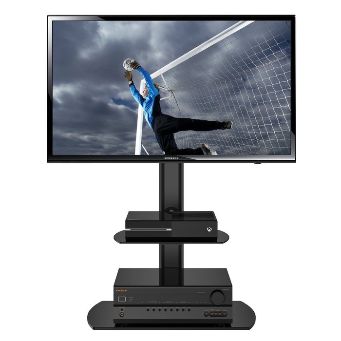Fitueyes Swivel Floor tv stand with mount and two shelves for 32-50" Sony/ Samsung /LG/ Vizio TV TT206501GB N6