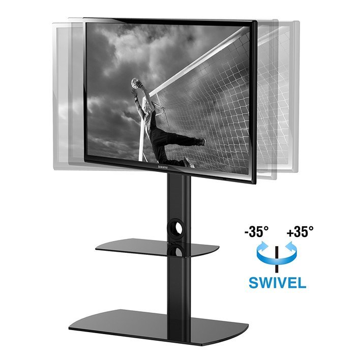 Fitueyes Swivel Floor tv stand with mount and two shelves for 32-50" Sony/ Samsung /LG/ Vizio TV TT206501GB N7