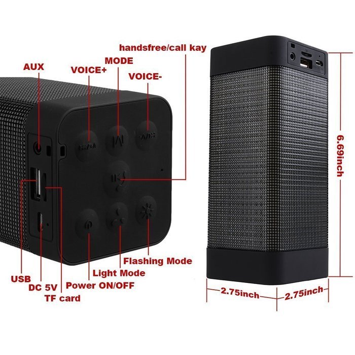 AGPtek Portable Wireless Bluetooth Speaker Stereo Speaker LED Display with 5 Hours Battery Life and Full, High-Def... N3