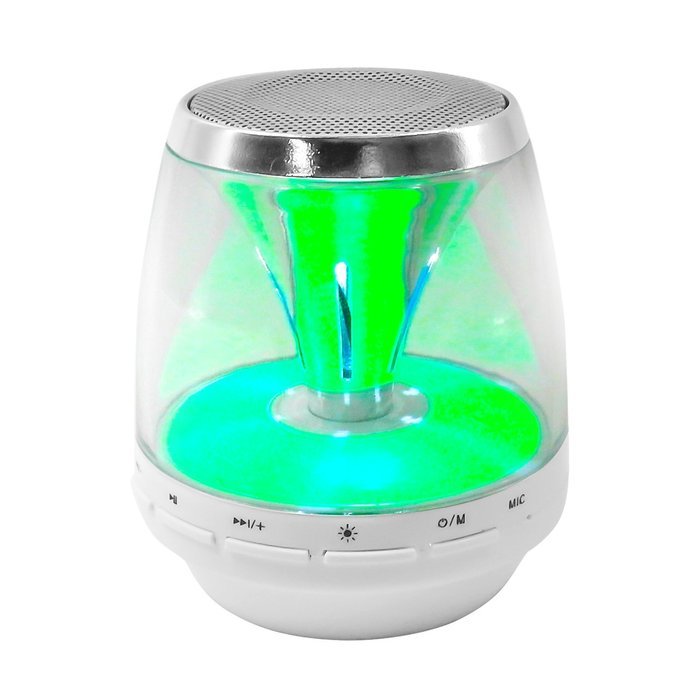HyperPS - M-30 White - Bluetooth Mini Speaker with LED Night Light - Supporting Micro SD Card slots & Microphone...