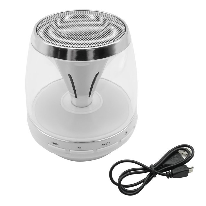 HyperPS - M-30 White - Bluetooth Mini Speaker with LED Night Light - Supporting Micro SD Card slots & Microphone... N2