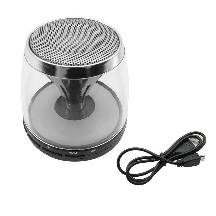 HyperPS - M-30 White - Bluetooth Mini Speaker with LED Night Light - Supporting Micro SD Card slots & Microphone... N12