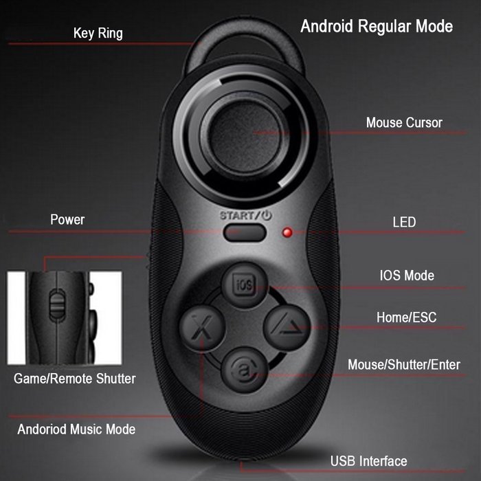 C-Zone VR BOX Remote Controller Wireless Bluetooth Gamepad Compatible with 3D VR Glasses Google Cardboard Selfie... N2