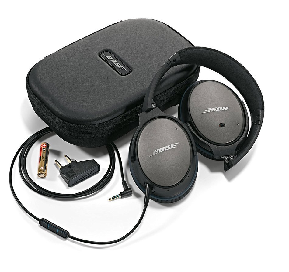 Bose QuietComfort 25 Black Over-Ear Noise Cancelling Headphones for Apple Devices, with Carbon SoundLink Mini... N6
