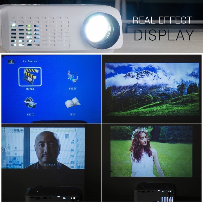Portable Pocket Projector LED Projector 640480 1080P USB/AV/HDMI/VGA/mini SD card Interface Multimedia Video Games... N6