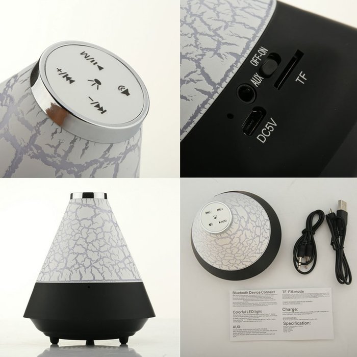 Aolyty Portable Wireless Blutooth Stereo Speaker with Colorful LED Night Light Rechargeable Battery FM Radio AUX... N2