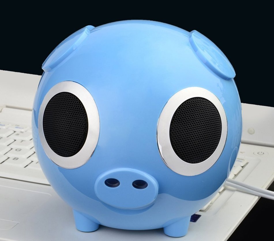 Niceshop&reg; Cute Creative Portable Pig Shape Stereo Speaker Buit-in 1.5m Cable with Subwoofer Interference Preventer... N8