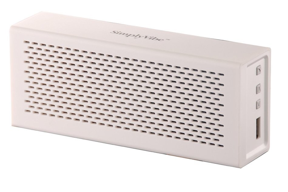 SimplyVibe V5-BT1-White Wireless Bluetooth Speakers with Built in 18 Hour Battery Hands-Free Speakerphone (White)