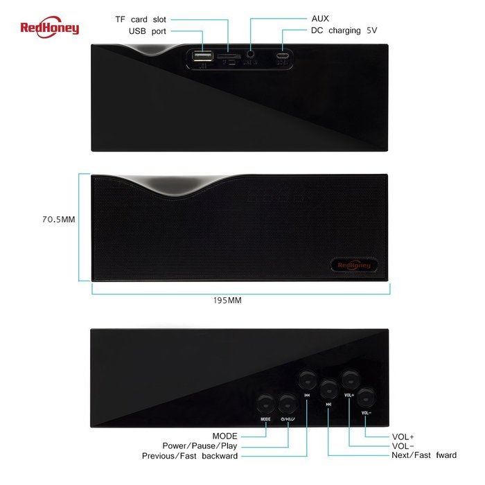 Bluetooth Speakers Portable - redhoney The Best Wireless Bluetooth Speaker (High Definition Audio, Built-in Microphone... N5