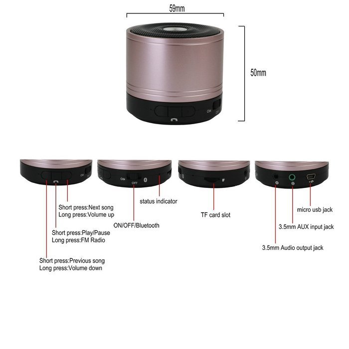 CinDier Ultra Portable Wireless Bluetooth Speaker V3.0 With 5w HiFi Strong Stereo Speaker For Iphone,Ipad,Samsung... N3