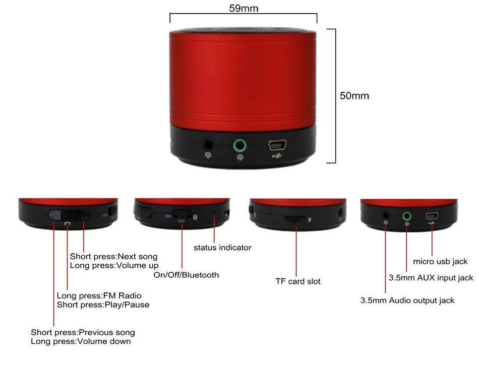 CinDier Ultra Portable Wireless Bluetooth Speaker V3.0 With 5w HiFi Strong Stereo Speaker For Iphone,Ipad,Samsung... N9
