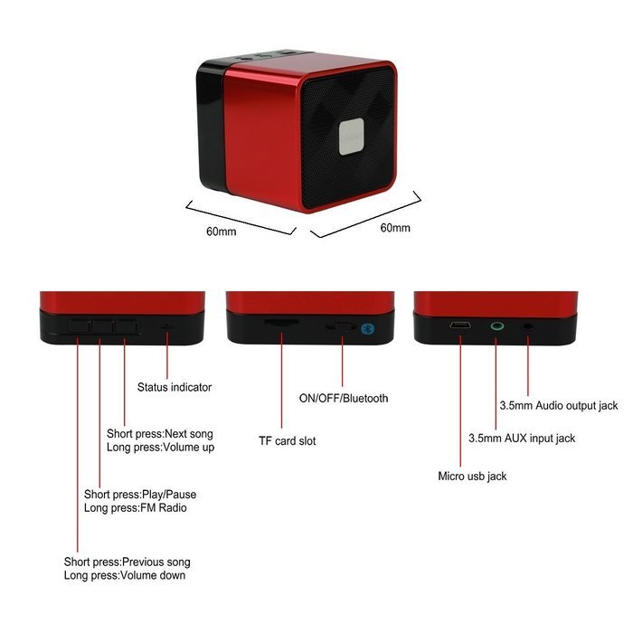 CinDier Ultra Portable Wireless Bluetooth Speaker V3.0 With 5w HiFi Strong Stereo Speaker For Iphone,Ipad,Samsung... N14