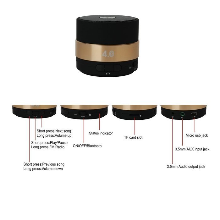 CinDier Ultra Portable Wireless Bluetooth Speaker V3.0 With 5w HiFi Strong Stereo Speaker For Iphone,Ipad,Samsung... N20