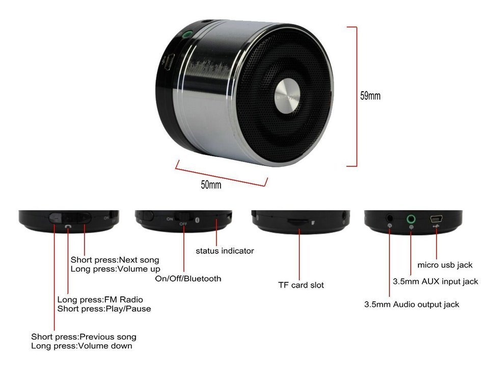 CinDier Ultra Portable Wireless Bluetooth Speaker V3.0 With 5w HiFi Strong Stereo Speaker For Iphone,Ipad,Samsung... N35