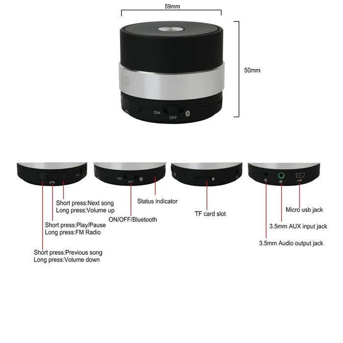 CinDier Ultra Portable Wireless Bluetooth Speaker V3.0 With 5w HiFi Strong Stereo Speaker For Iphone,Ipad,Samsung... N39