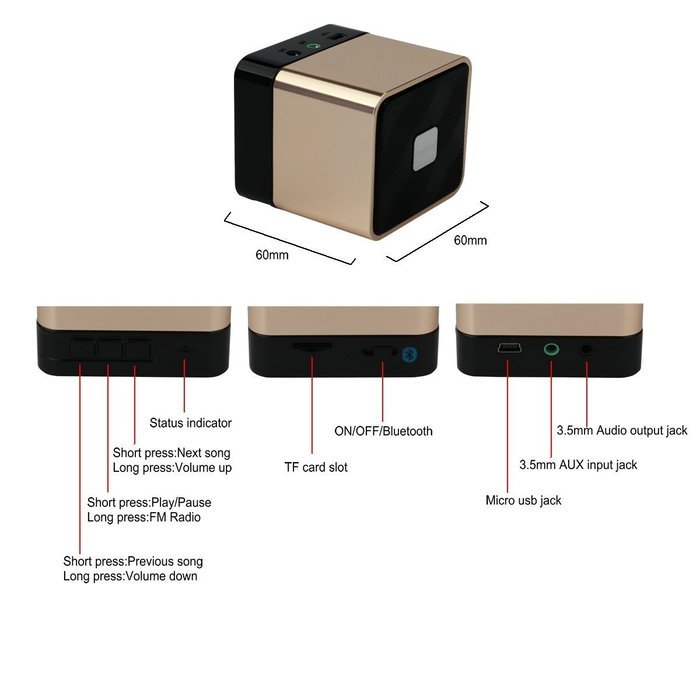 CinDier Ultra Portable Wireless Bluetooth Speaker V3.0 With 5w HiFi Strong Stereo Speaker For Iphone,Ipad,Samsung... N44