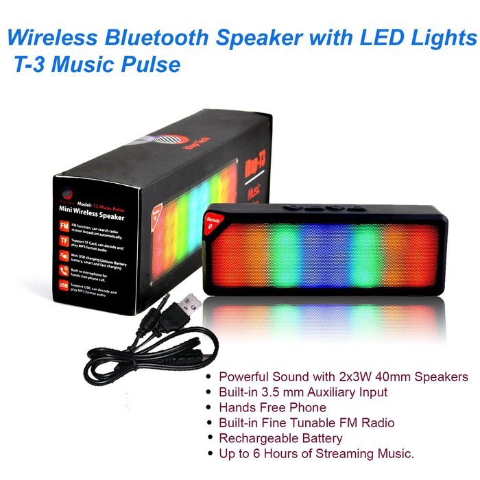 Portable Wireless LED Bluetooth Speaker by iDap Tech with Enhanced Bass Resonator, FM Radio and Hands-Free Smartphone... N2