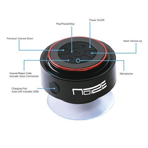 Noize Portable Bluetooth Waterproof Shower Wireless Speaker-Gold N3