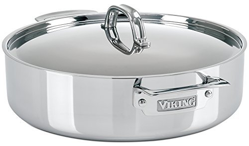 Viking Culinary 3-Ply Stainless Steel Casserole Pan, 6.4 Quart