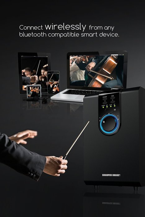 Sharper Image 5.1 Home Theater Sound System With Bluetooth Subwoofer, Sound Bar & Satellite Speakers (Black) N5