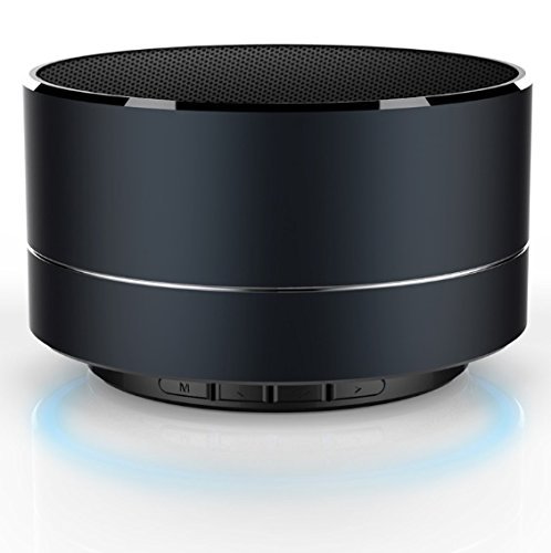 Portable Bluetooth Speaker, Black Aluminium Alloy - LED Light - Compatible with Smartphone, Tablets, Iphone, Samsung...