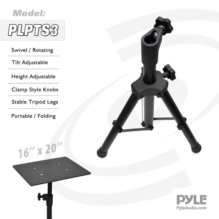 Pyle Laptop Projector Stand, Heavy Duty Tripod Height Adjustable 28" To 41" For DJ Presentations Notebook Computer N3