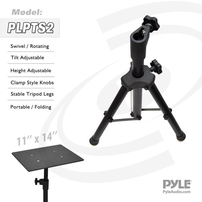 Pyle Laptop Projector Stand, Heavy Duty Tripod Height Adjustable 28" To 41" For DJ Presentations Notebook Computer N9