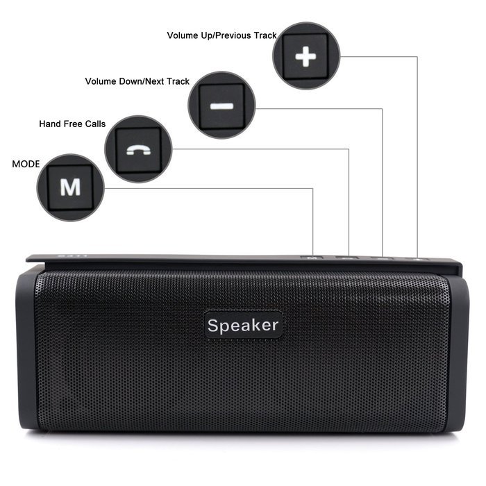 QMSSIC S311 10W Portable Wireless Bluetooth Speaker Bass Sound with Mic for Handsfree, Supports SD Card, LINE... N2