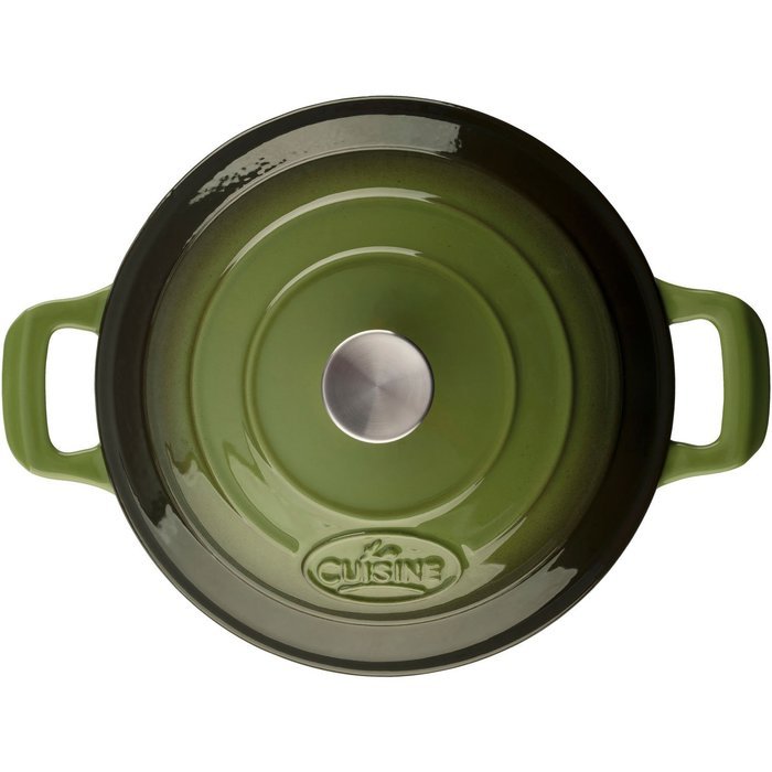 La Cuisine LC 4150 Cast Iron Casserole with Cream Interior, 2.2 quart, Green/Cream N2