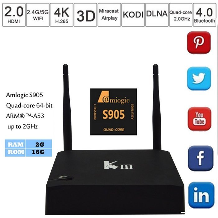 KIII S905 2G 16G ott tv box android5.1 cheap Smart TV OTT BOX