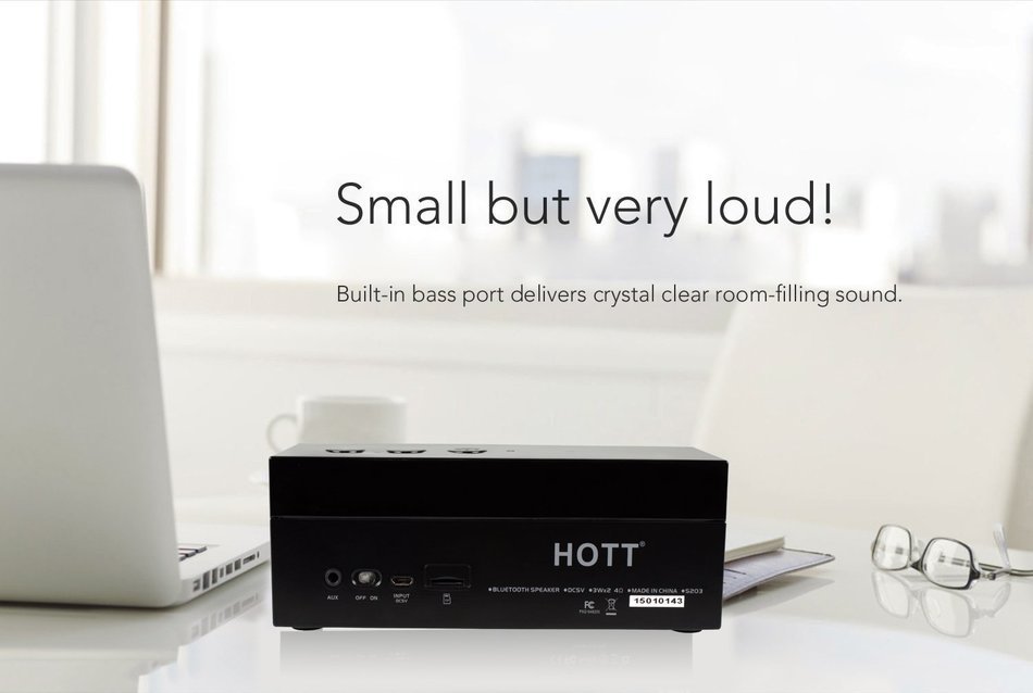 HOTT S203T 6W Dual-Driver Portable Bluetooth STEREO Speaker, Long Playtime Up to 1500mAh Rechargeable Li-Polymer... N2