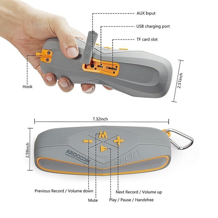 Portable Wireless Bluetooth Speaker,IPX7 Waterproof Speakers Built-in Mic 1800mah Rechargeable Battery for Outdoor... N4
