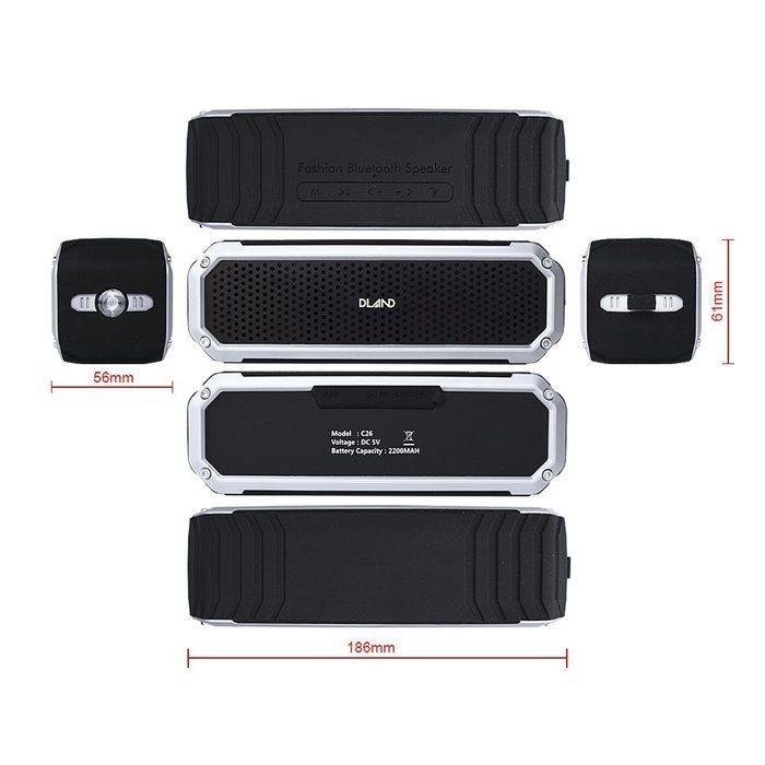DLAND C26 Wireless Bluetooth CSR4.0 Waterproof Outdoor / Shower Speaker/Shockproof, with 12 Hour Playtime Double... N5