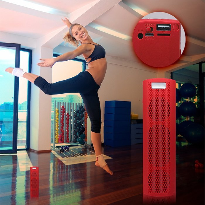 Express Media PB-2000 6 Watt Bluetooth Portable Mp3 Player & Wireless Speaker System (Red) - 2000 mAh Rechargeable... N2