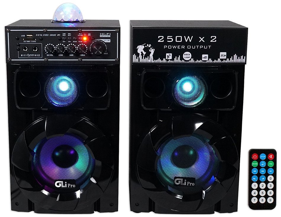 GLI Club Q6.5 Dual 6.5" Bluetooth Home Theatre Speakers USB/SD/Radio+Disco Ball