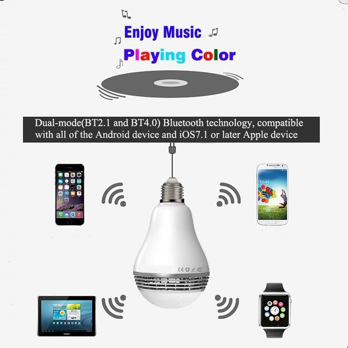 Generic LED Light Bulb With Bluetooth Speakers, Smart LED Light Bulb Audio Music RGB Lamp with Speaker, LED Multi-Color... N6