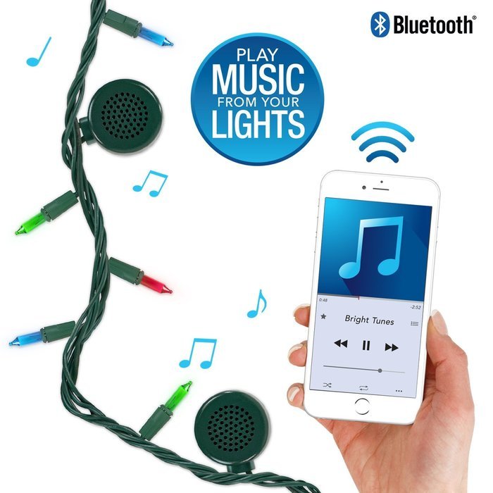 Innovative Technology BRT-200-WG Bright Tunes Decorative String Light with Bluetooth Speakers, White, 26-Feet N8