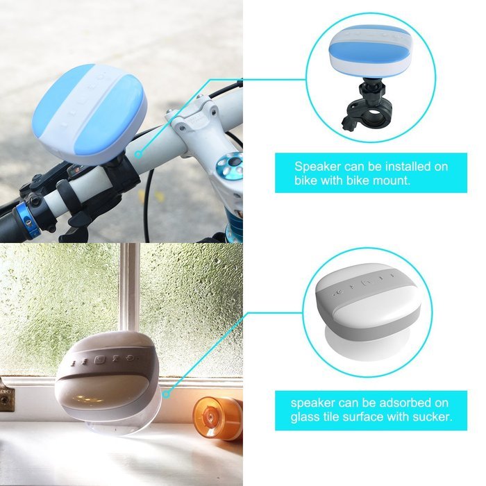 Shower & Pool Speaker,Miomix MX-10 2 in 1 IPX4 Waterproof Bluetooth 3.0 Portable Speakerphone,with Bike Mount...