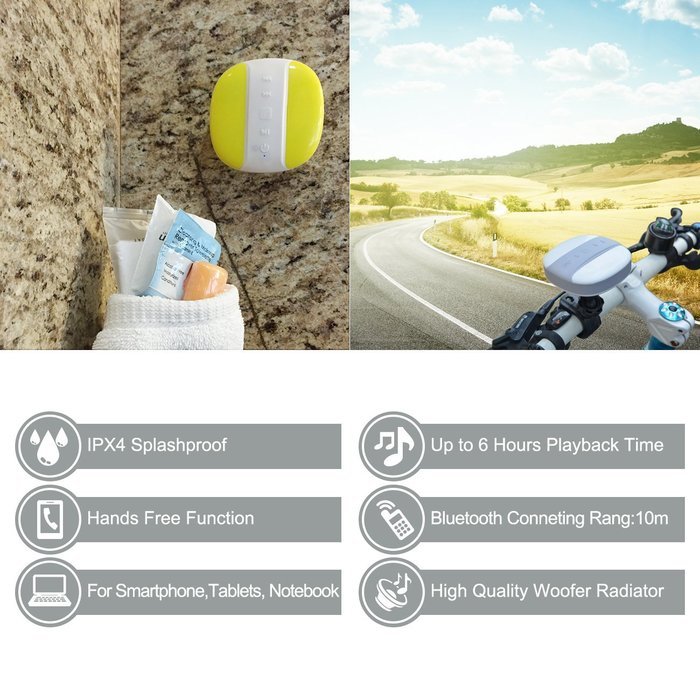 Shower & Pool Speaker,Miomix MX-10 2 in 1 IPX4 Waterproof Bluetooth 3.0 Portable Speakerphone,with Bike Mount... N5